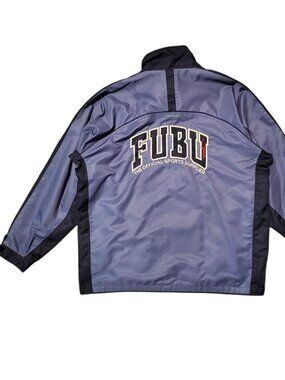 Vintage Y2K Fubu The Collection Gray Casual Windbreaker - Large